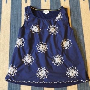 Boden johnnie b. Navy and White Eyelet Floral Tank